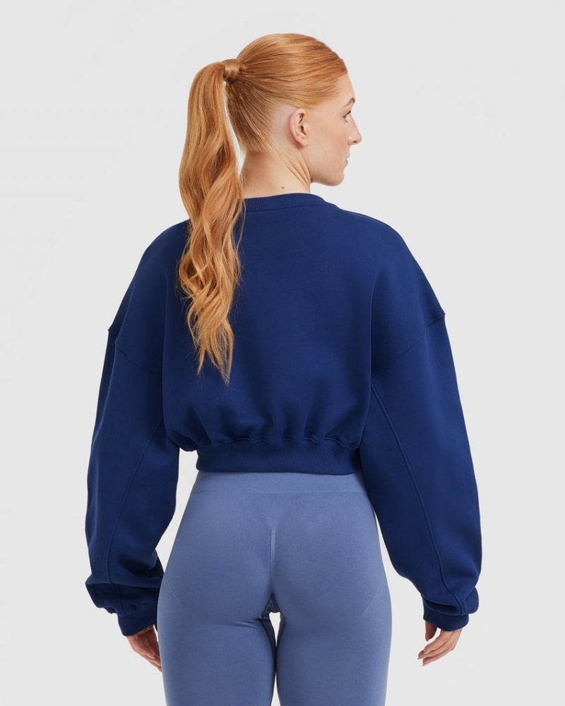 Blue Oner Active All Day Lightweight Oversized V-Neck Sweatshirts | 60578QFIX