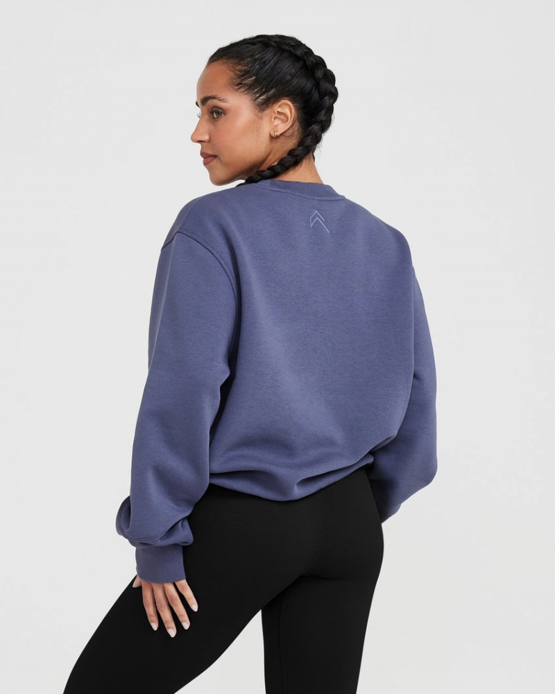 Blue Oner Active Classic Lounge Oversized Crew Neck Sweatshirts | 23740YPBD