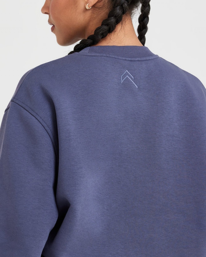 Blue Oner Active Classic Lounge Oversized Crew Neck Sweatshirts | 23740YPBD