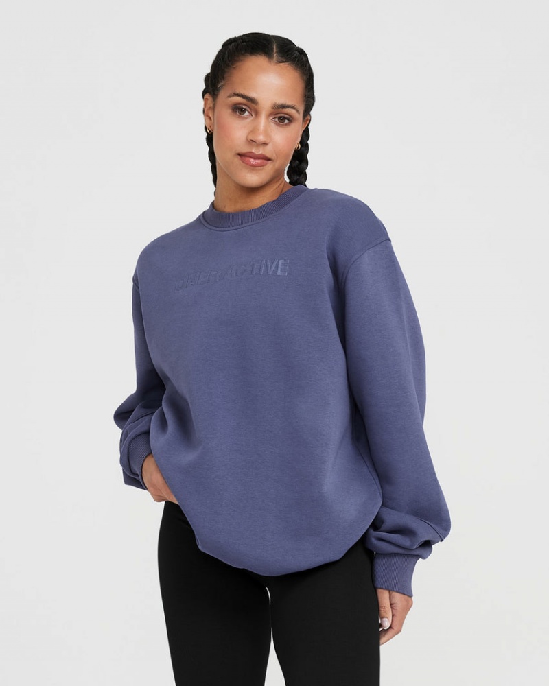 Blue Oner Active Classic Lounge Oversized Crew Neck Sweatshirts | 23740YPBD