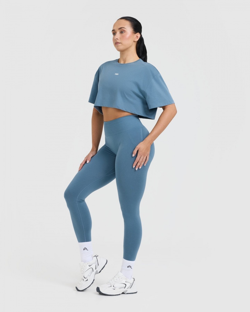 Blue Oner Active Classic Oner Graphic Crop Lightweight T Shirts | 16034FKNA