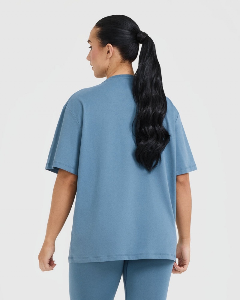 Blue Oner Active Classic Oner Graphic Oversized Lightweight T Shirts | 95861BJHO