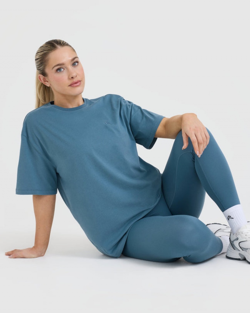 Blue Oner Active Classic Oversized Lightweight T Shirts | 43150ZKJD