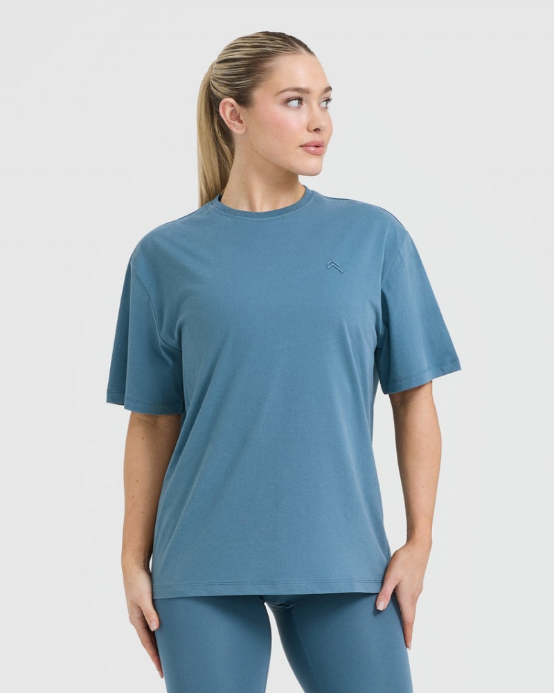 Blue Oner Active Classic Oversized Lightweight T Shirts | 43150ZKJD