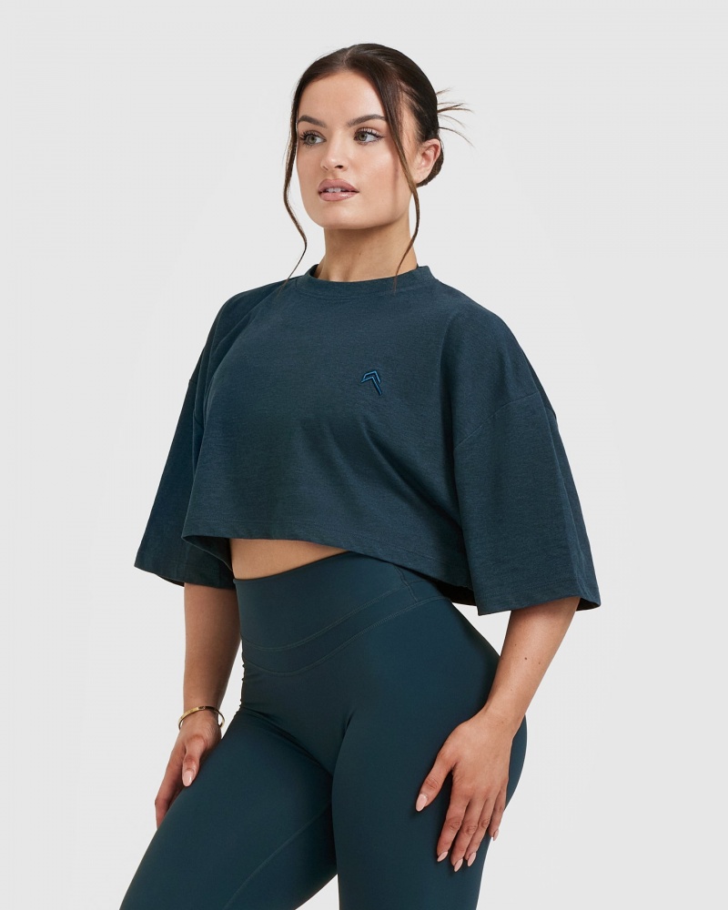 Blue Oner Active Classic Relaxed Crop Lightweight T Shirts | 50134IZTJ