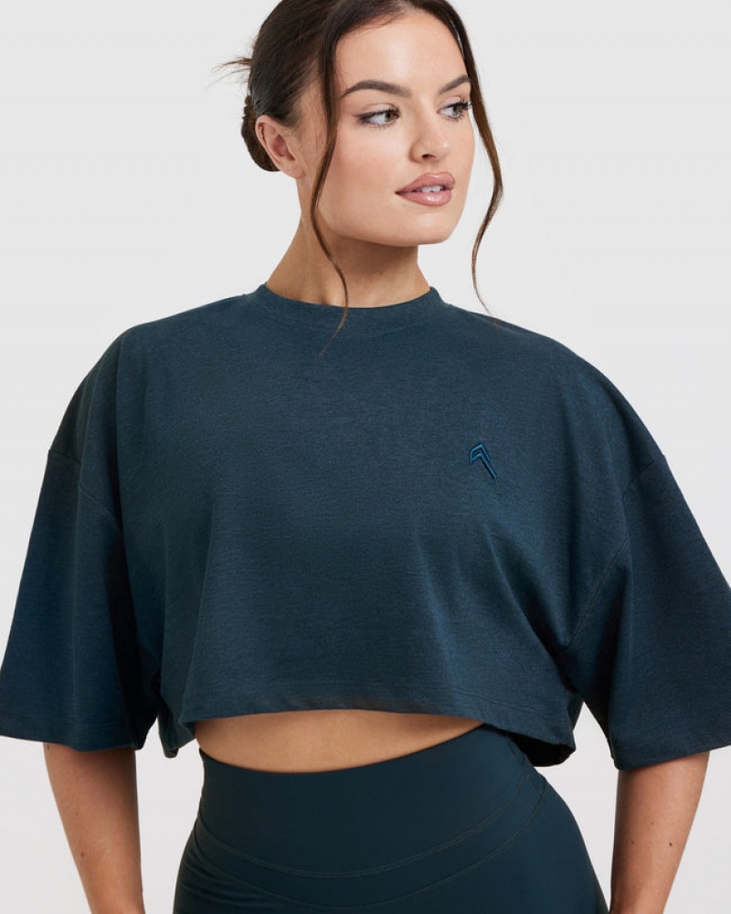 Blue Oner Active Classic Relaxed Crop Lightweight T Shirts | 50134IZTJ