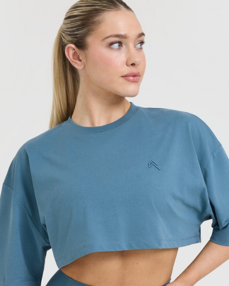 Blue Oner Active Classic Relaxed Crop Lightweight T Shirts | 23064EBFY