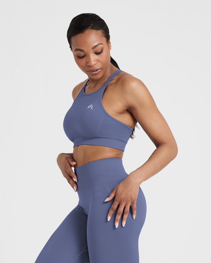 Blue Oner Active Effortless Seamless High Neck Bralette Sports Bras | 15037MSFQ