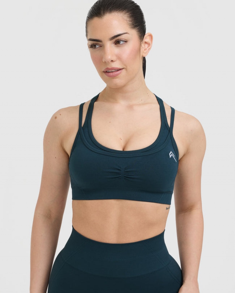 Blue Oner Active Effortless Seamless Layered Sports Bras | 57834QLKB