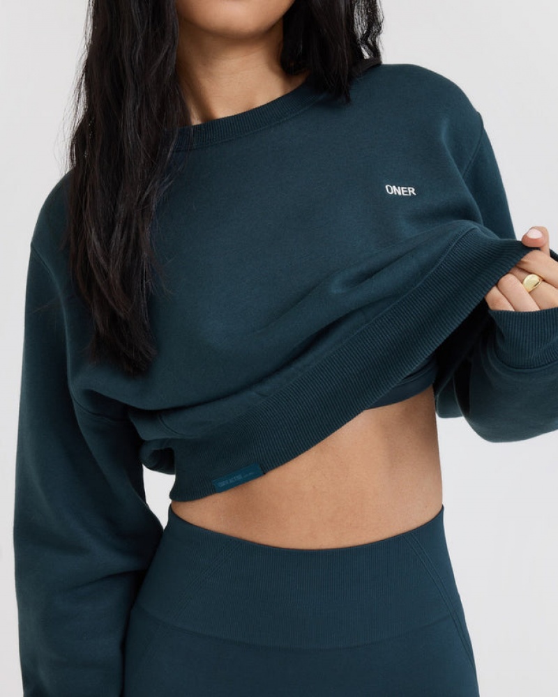 Blue Oner Active Foundations Crop Sweatshirts | 81750LPCR