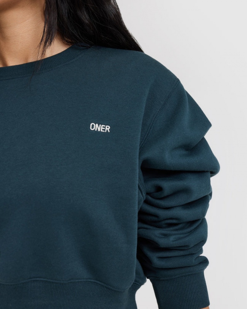 Blue Oner Active Foundations Crop Sweatshirts | 81750LPCR