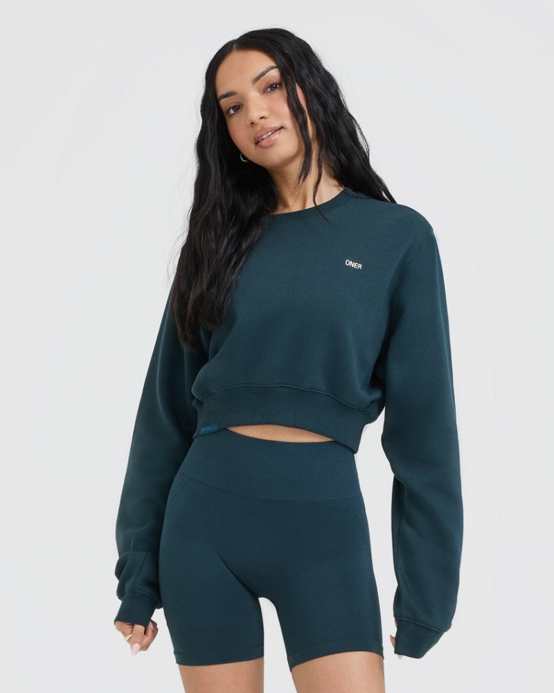 Blue Oner Active Foundations Crop Sweatshirts | 81750LPCR