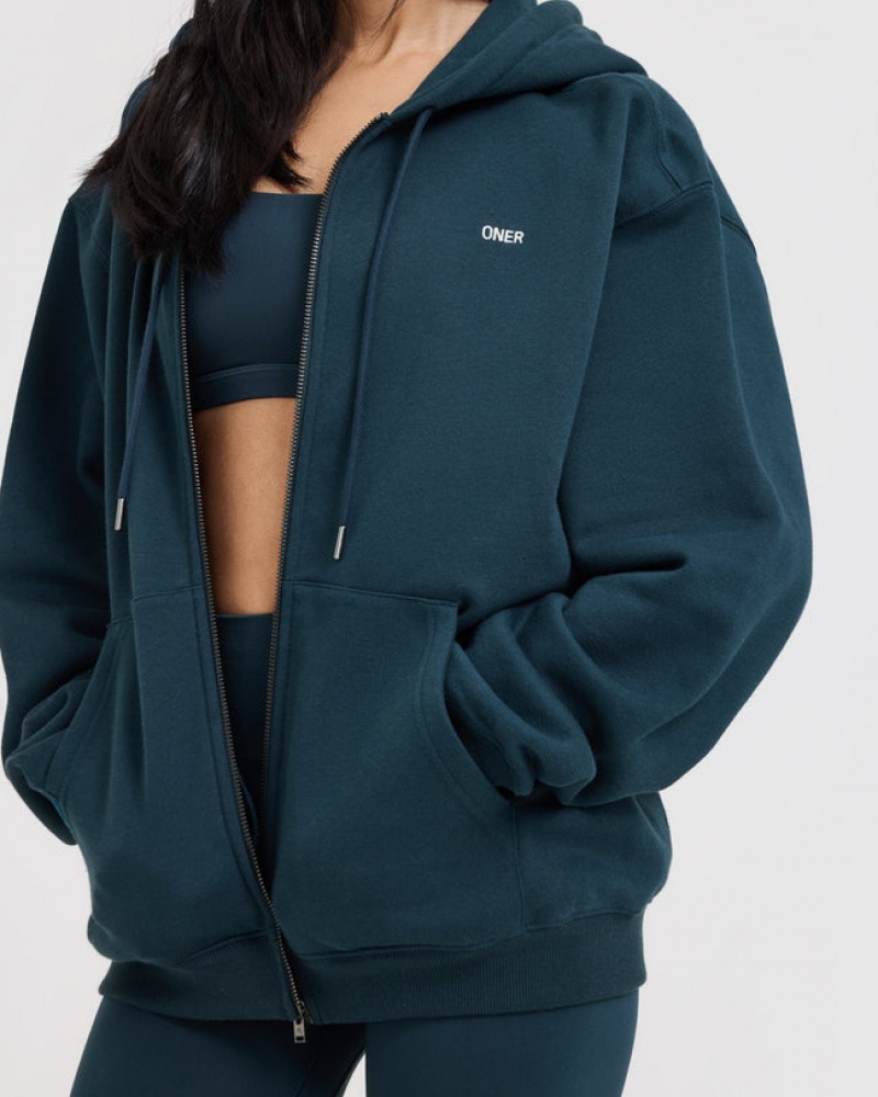 Blue Oner Active Foundations Zip Through Hoodie | 25379AYBJ