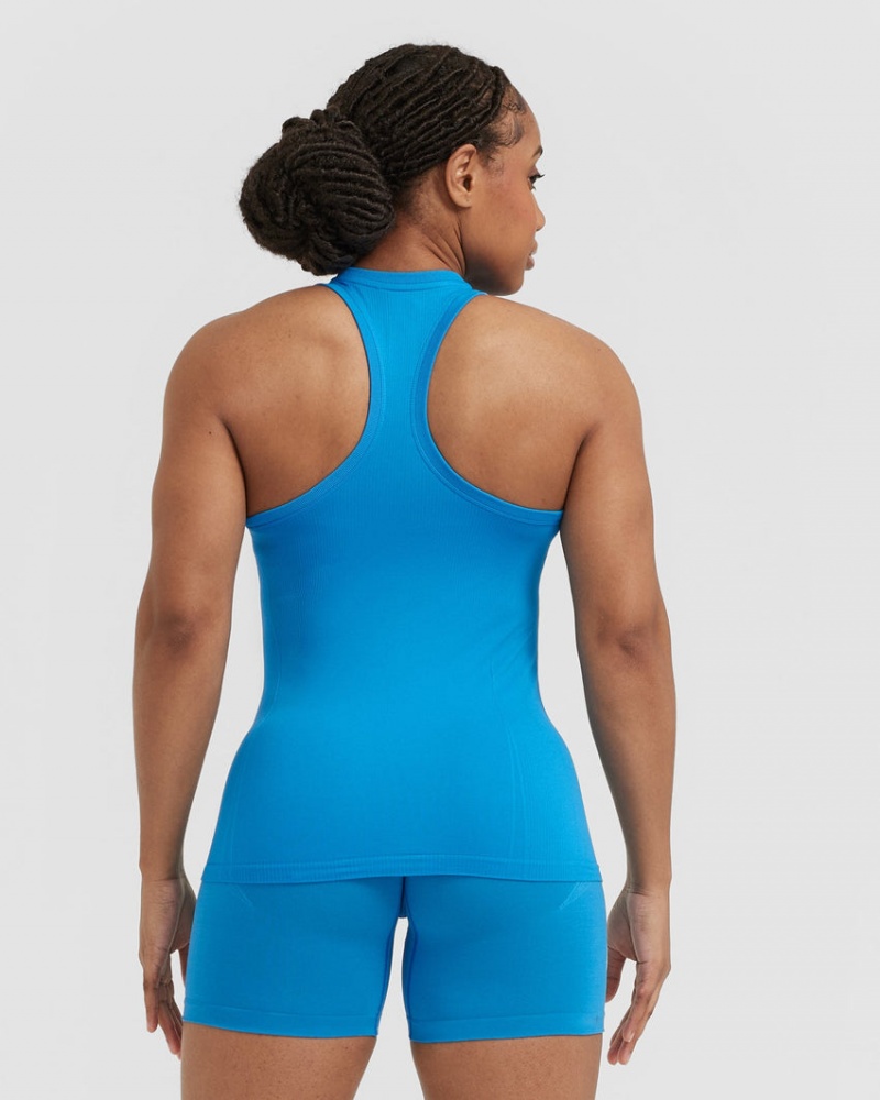 Blue Oner Active Go To Seamless Fitted High Neck T Shirts | 37602AHTR