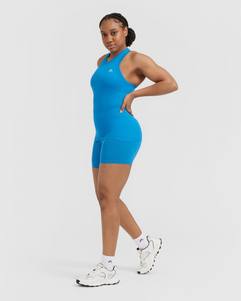 Blue Oner Active Go To Seamless Fitted High Neck T Shirts | 37602AHTR