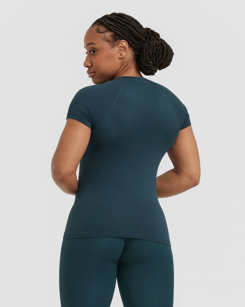 Blue Oner Active Go To Seamless Fitted T Shirts | 81423JLNQ