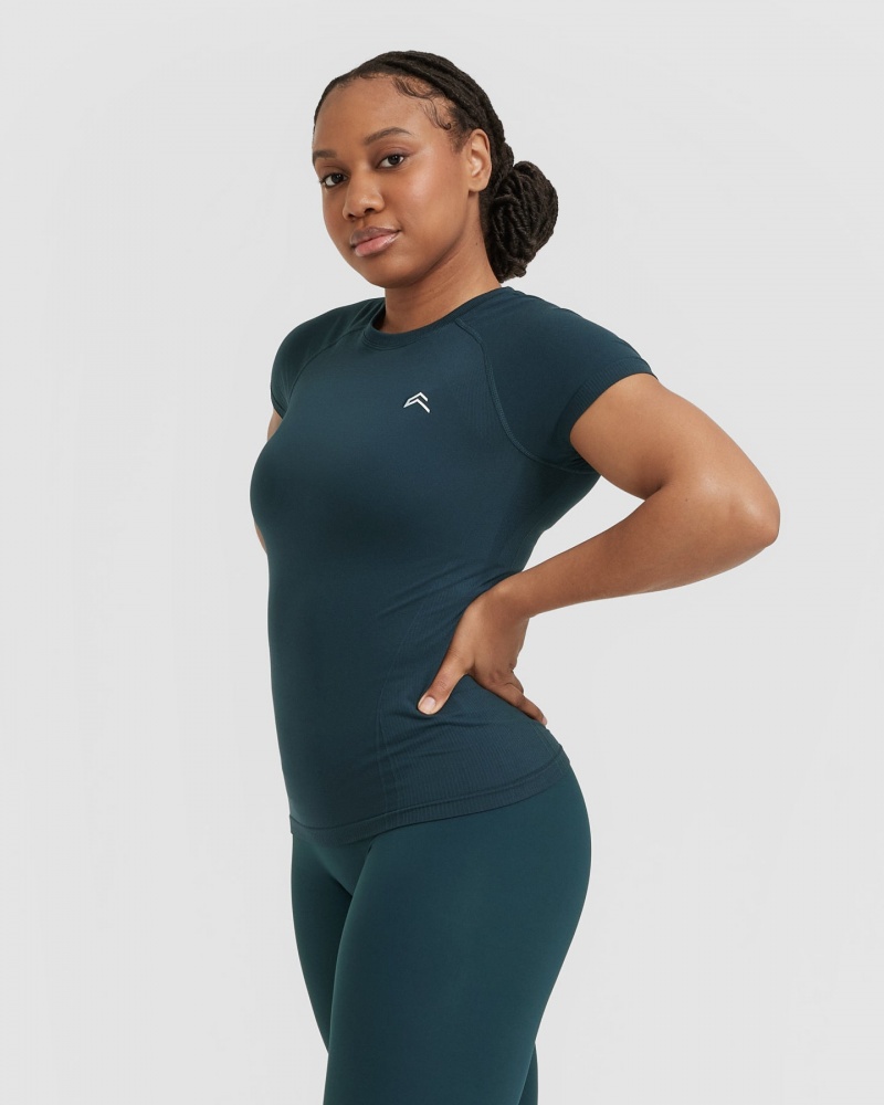 Blue Oner Active Go To Seamless Fitted T Shirts | 81423JLNQ