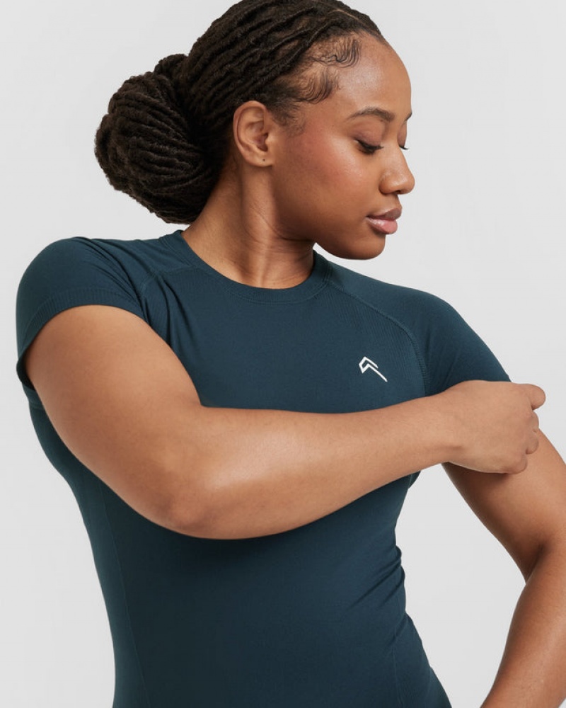 Blue Oner Active Go To Seamless Fitted T Shirts | 81423JLNQ