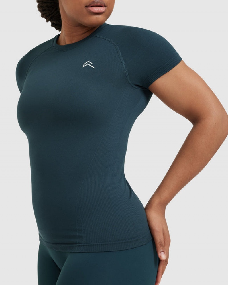 Blue Oner Active Go To Seamless Fitted T Shirts | 81423JLNQ