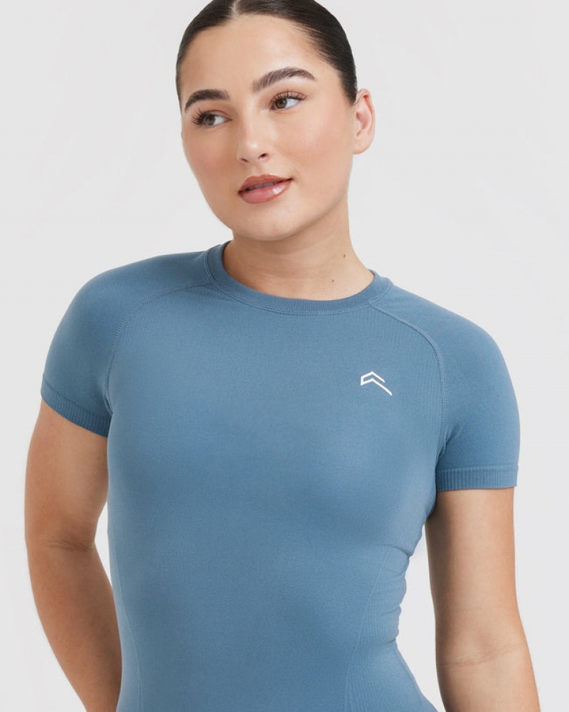 Blue Oner Active Go To Seamless Fitted T Shirts | 38174FPRI