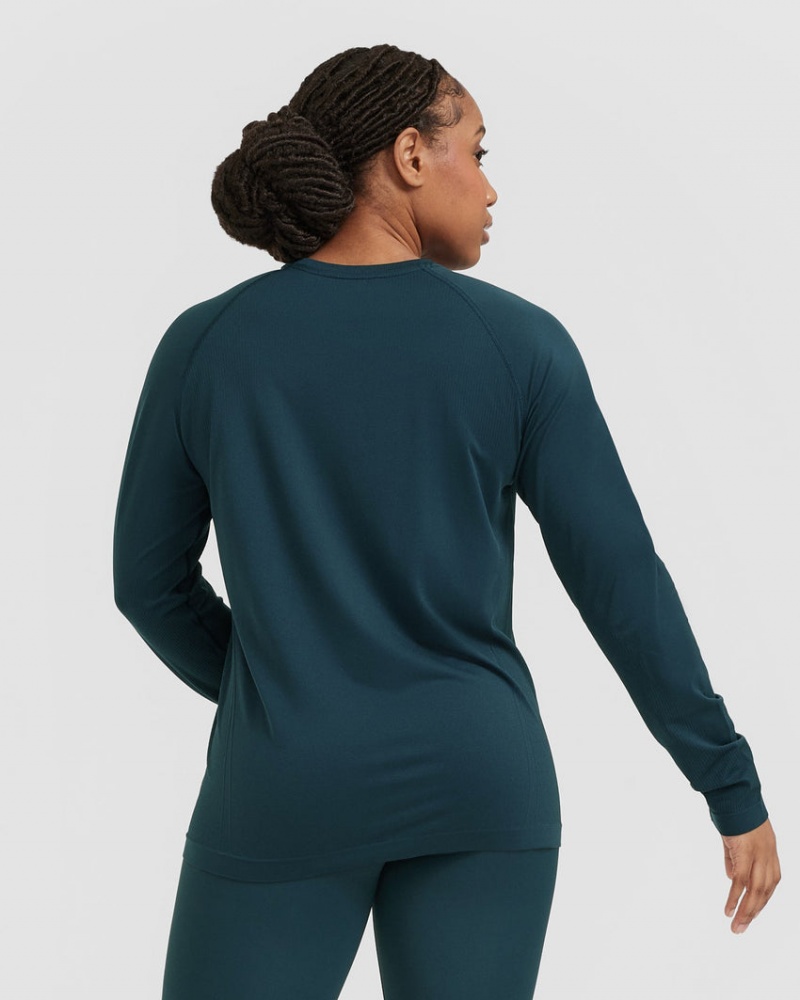 Blue Oner Active Go To Seamless Loose Long Sleeve T Shirts | 86379VDJE