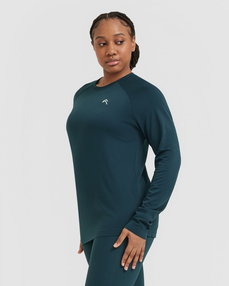 Blue Oner Active Go To Seamless Loose Long Sleeve T Shirts | 86379VDJE