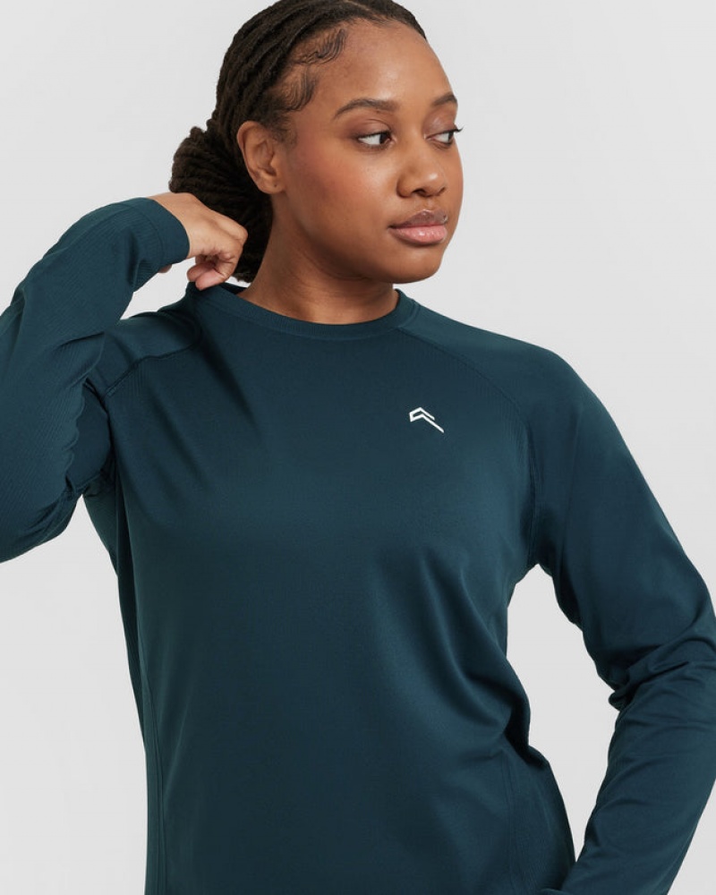 Blue Oner Active Go To Seamless Loose Long Sleeve T Shirts | 86379VDJE