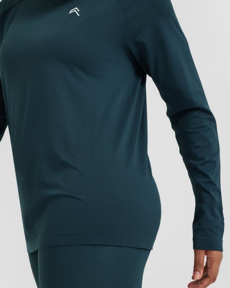 Blue Oner Active Go To Seamless Loose Long Sleeve T Shirts | 86379VDJE