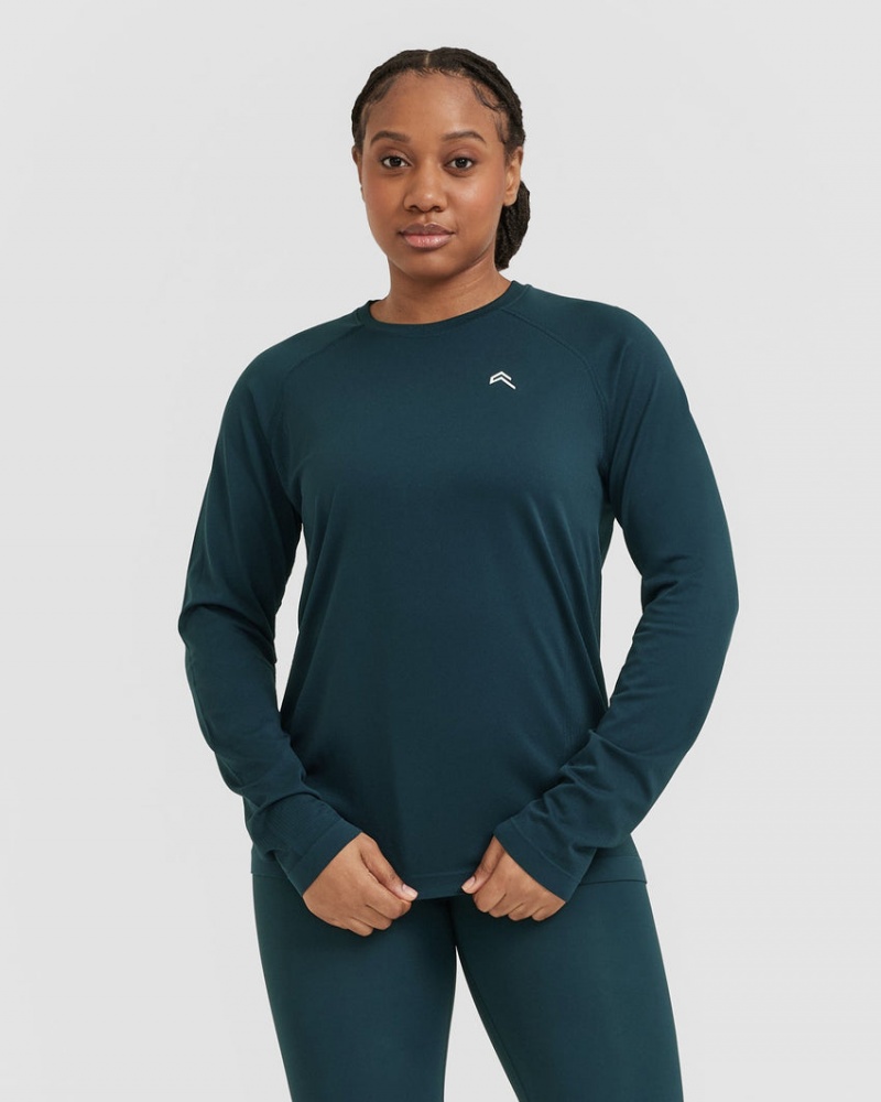 Blue Oner Active Go To Seamless Loose Long Sleeve T Shirts | 86379VDJE