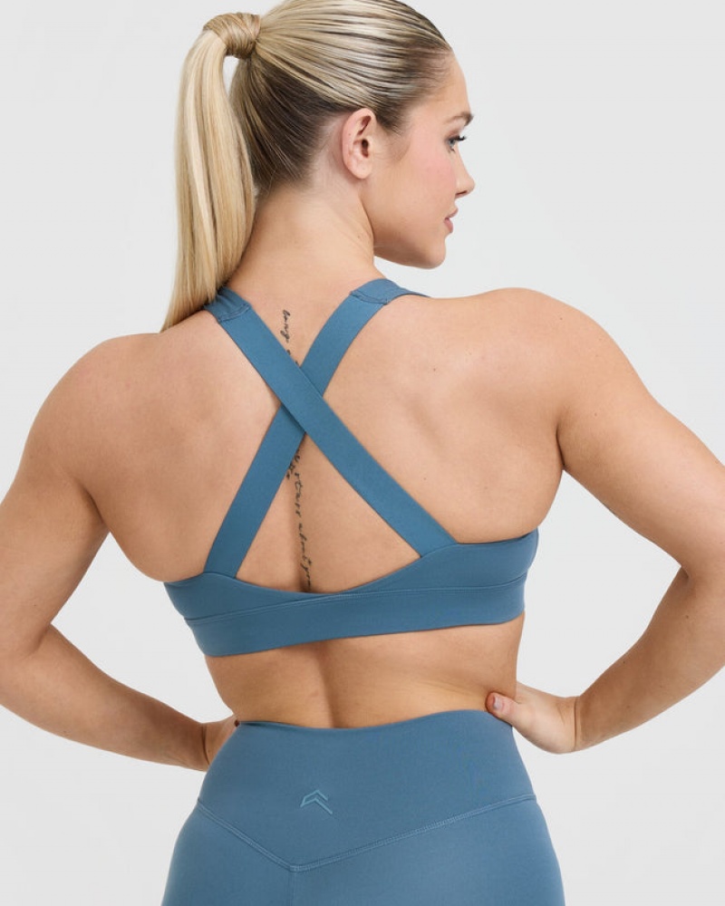 Blue Oner Active Timeless Wide Strap Sports Bras | 74218DOSK