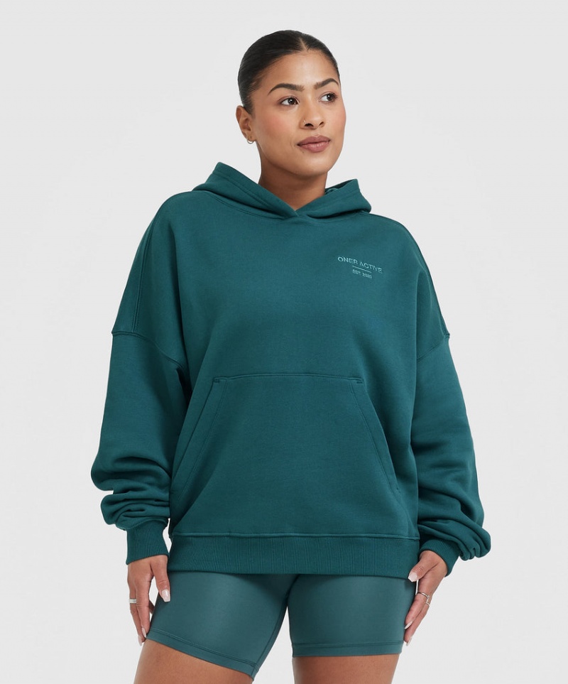 Blue / Turquoise Oner Active All Day Est 2020 Oversized Hoodie | 95768EKUP