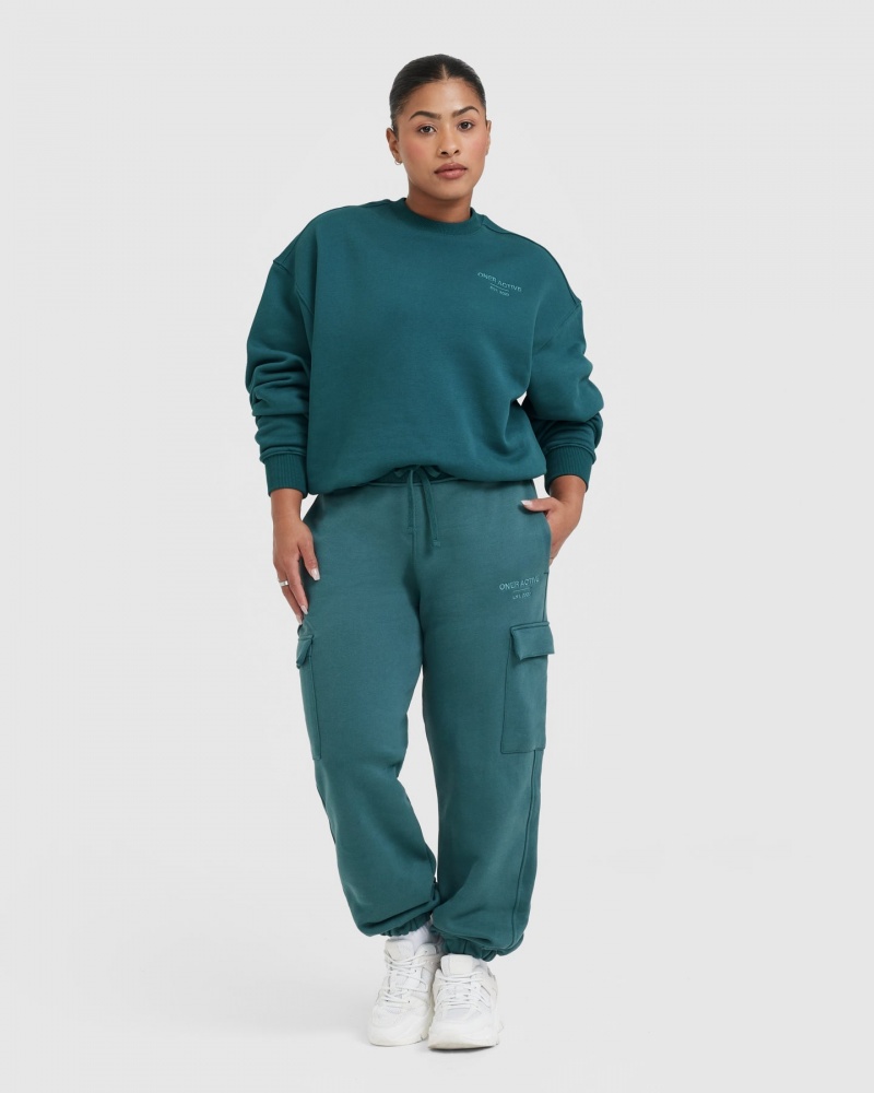 Blue / Turquoise Oner Active All Day Est 2020 Oversized Sweatshirts | 19864CTRU