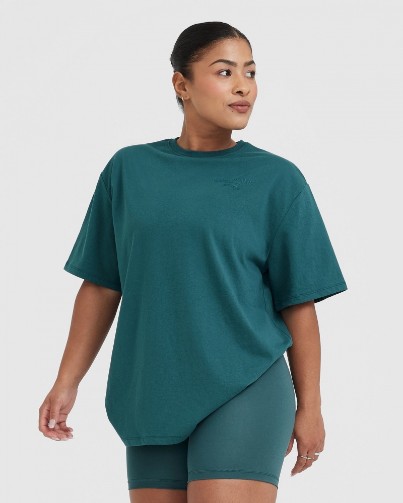 Blue / Turquoise Oner Active Classic Lifters Graphic Oversized Lightweight T Shirts | 30725RAUT