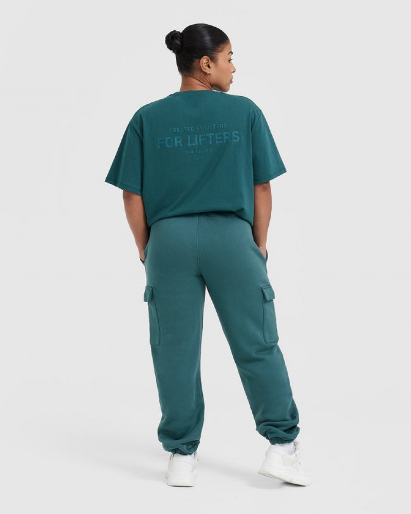 Blue / Turquoise Oner Active Classic Lifters Graphic Oversized Lightweight T Shirts | 30725RAUT