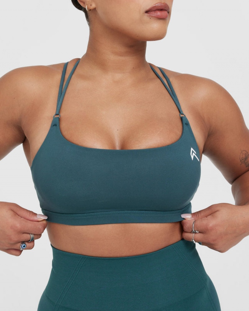 Blue / Turquoise Oner Active Everyday Cross Over Bralette Sports Bras | 20367OFYJ