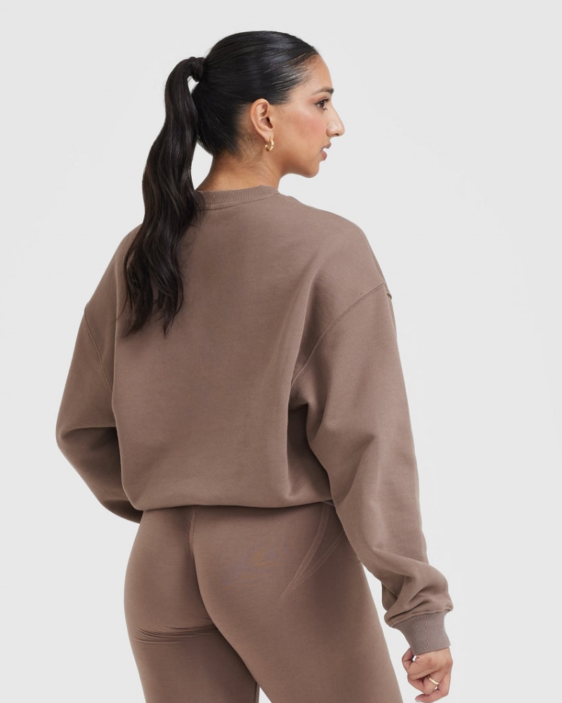 Brown Oner Active All Day Lightweight Oversized Sweatshirts | 87950TPIN