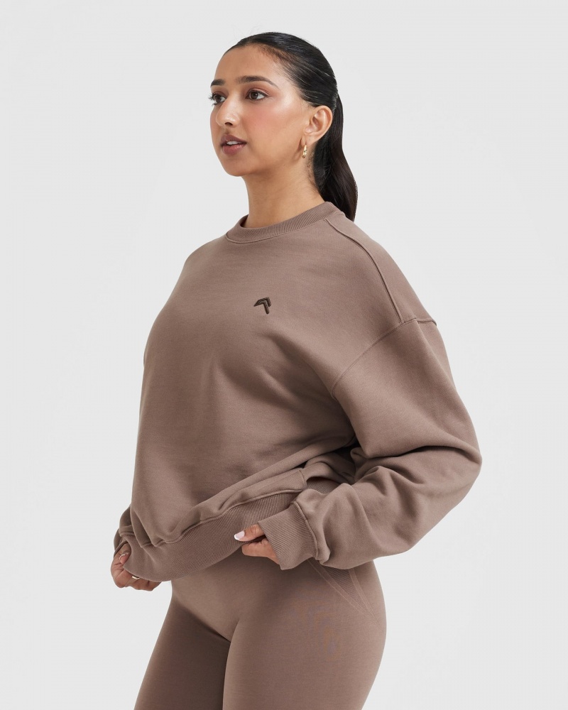 Brown Oner Active All Day Lightweight Oversized Sweatshirts | 87950TPIN