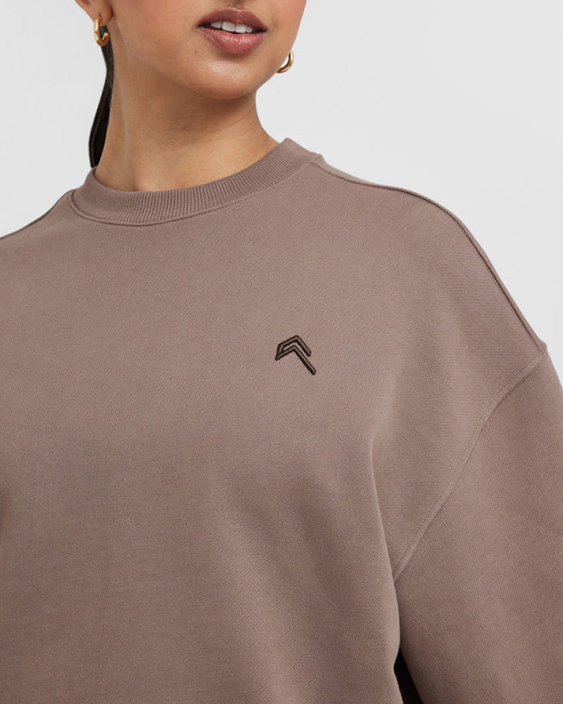 Brown Oner Active All Day Lightweight Oversized Sweatshirts | 87950TPIN