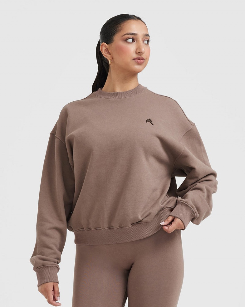 Brown Oner Active All Day Lightweight Oversized Sweatshirts | 87950TPIN