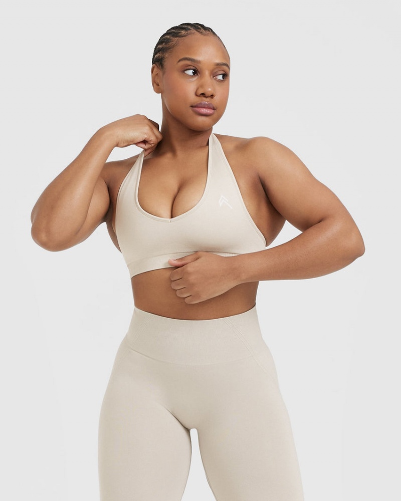 Brown Oner Active Classic Seamless 2.0 Halter Neck Bralette Sports Bras | 01853NCSA