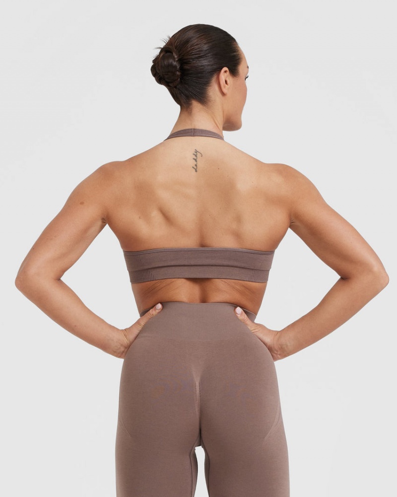 Brown Oner Active Classic Seamless 2.0 Halter Neck Bralette Sports Bras | 42819AYXB