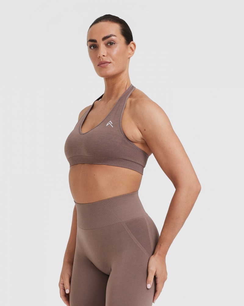 Brown Oner Active Classic Seamless 2.0 Halter Neck Bralette Sports Bras | 42819AYXB