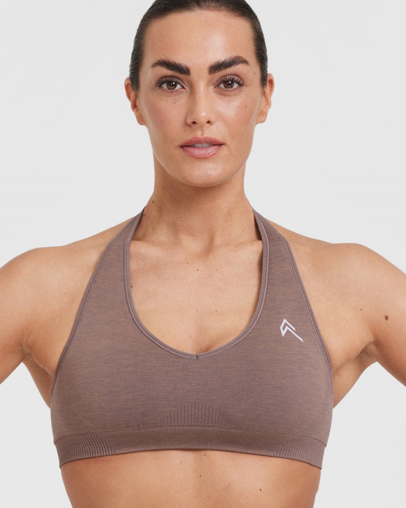 Brown Oner Active Classic Seamless 2.0 Halter Neck Bralette Sports Bras | 42819AYXB