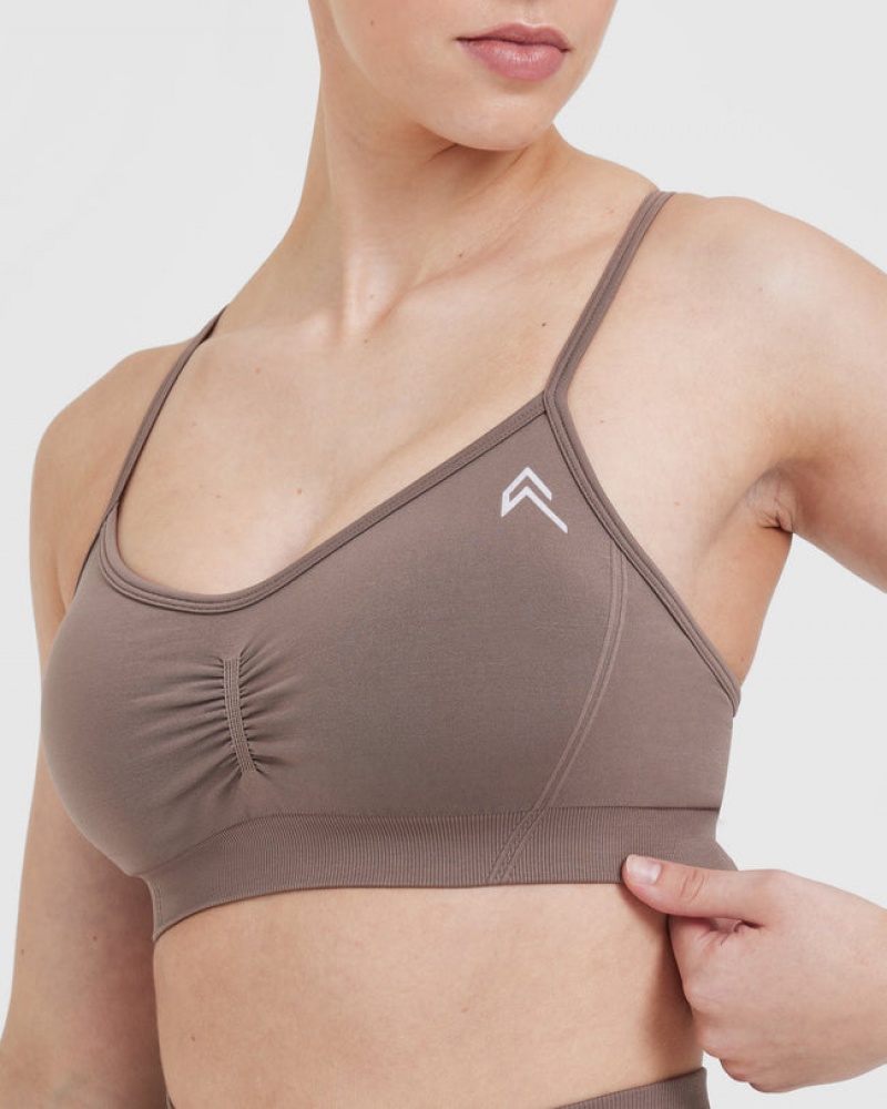 Brown Oner Active Effortless Strappy Bralette Sports Bras | 17946WNPS