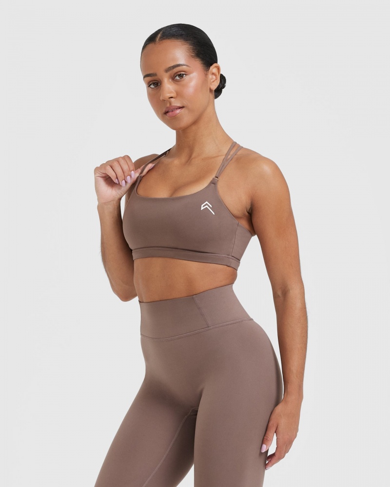 Brown Oner Active Everyday Cross Over Bralette Sports Bras | 24085UJHY