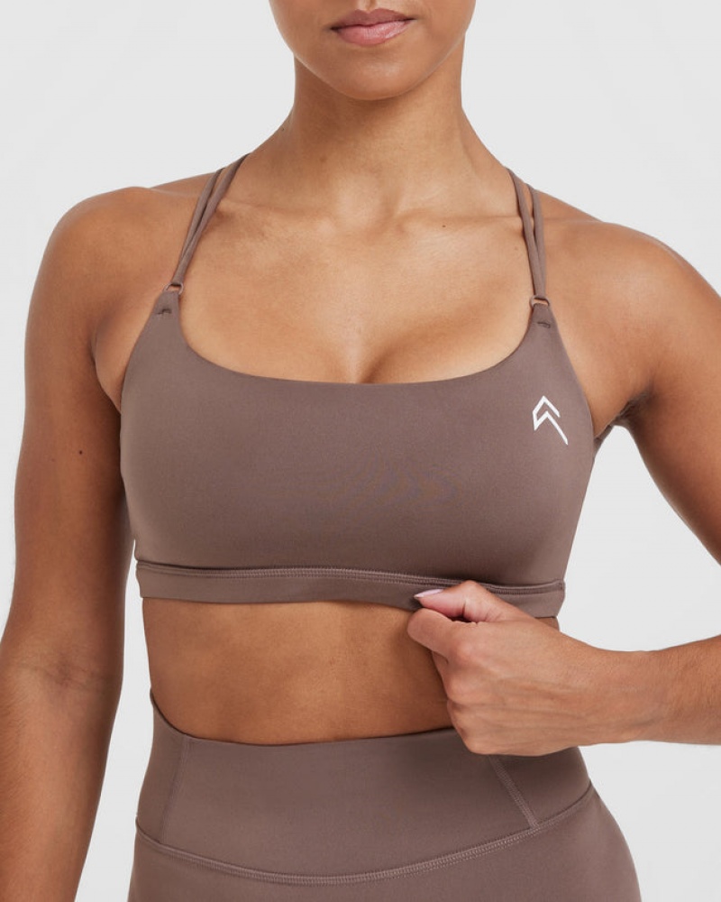 Brown Oner Active Everyday Cross Over Bralette Sports Bras | 24085UJHY