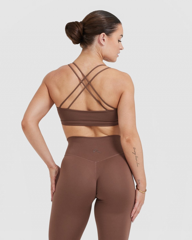 Brown Oner Active Everyday Cross Over Bralette Sports Bras | 92573JSEW