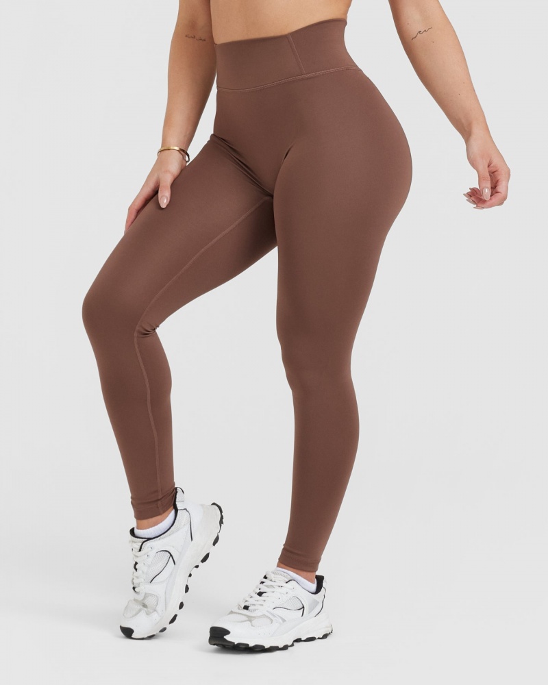 Brown Oner Active Timeless High Waisted Leggings | 45372ZEVJ