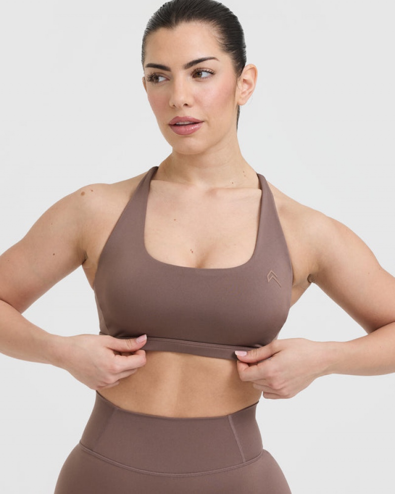 Brown Oner Active Timeless Square Neck Sports Bras | 04219JZCP