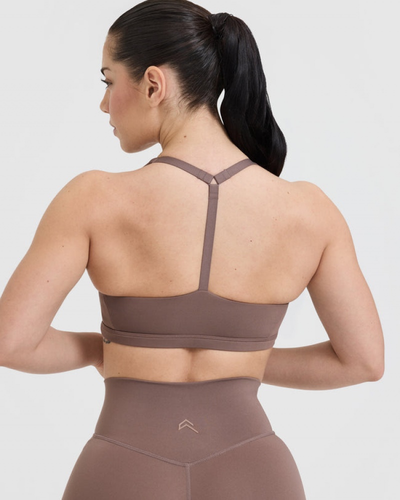 Brown Oner Active Timeless Square Neck Sports Bras | 04219JZCP